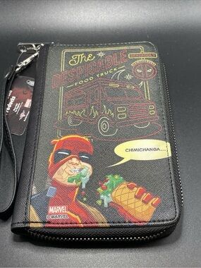 Marvel Deadpool Black Red Yellow Graphic Wristlet Wallet